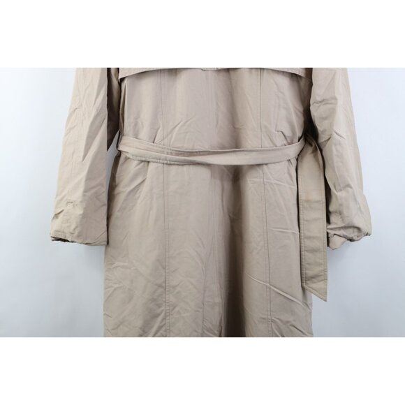 Vintage 70s 80s Orvis Womens 12 Distressed Lined Belted Trench Coat Jacket Beige - Picture 16 of 16